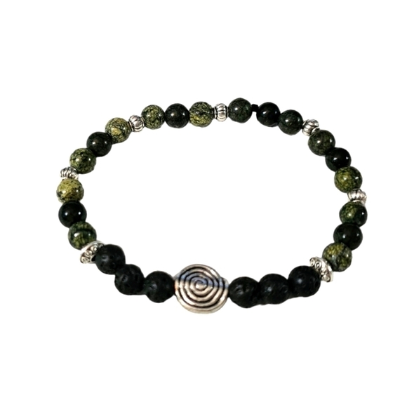 NWT Aromatherapy Bracelet featuring Lava and Tibet Jade beads. - Picture 2 of 3